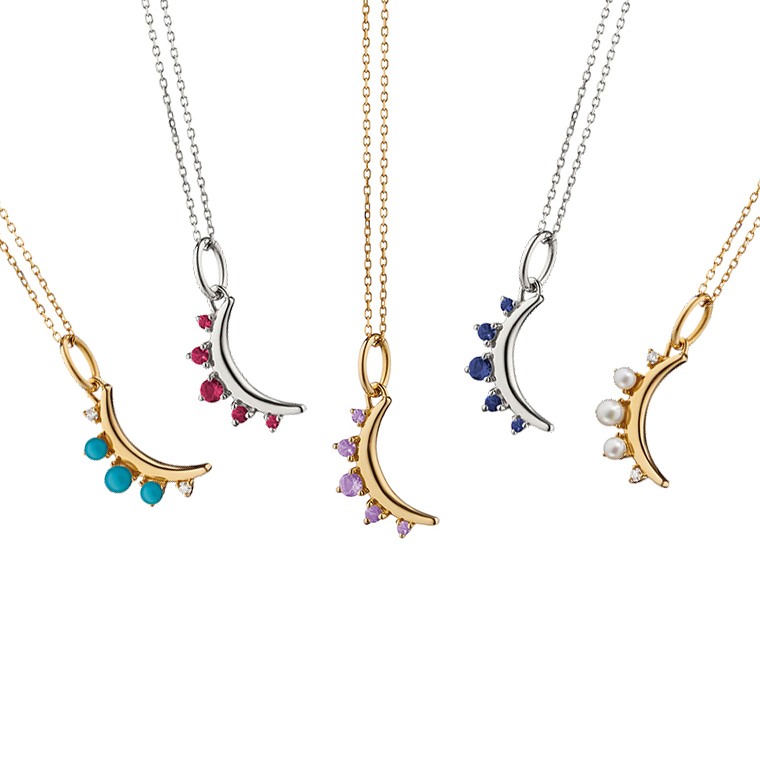 Mini Moon Birthstone Necklace